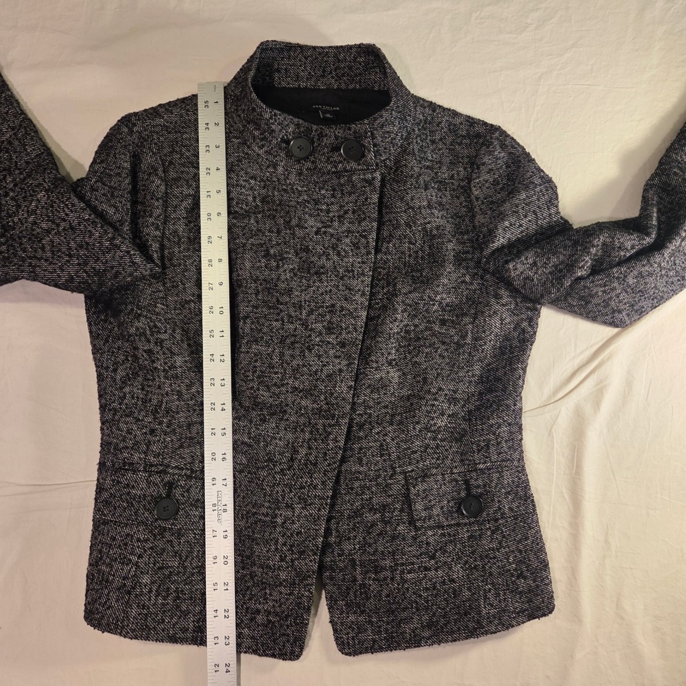 Ann Taylor Wool Blend Tweed Blazer Jacket Size 10 Black White Office Classic - Picture 10 of 10